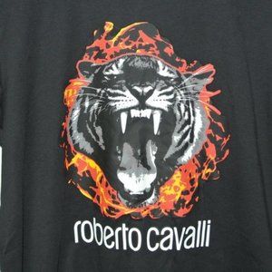 Roberto Cavalli Men's Graphic Tiger Head Tee‎ XL